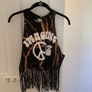 fringe crop tank top